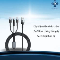 Cáp Sạc 3 Đầu Remax Bọc Dù Chống Rối Dài 1m