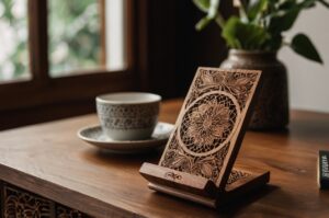Giá đỡ gỗ khắc họa tiết nghệ thuật